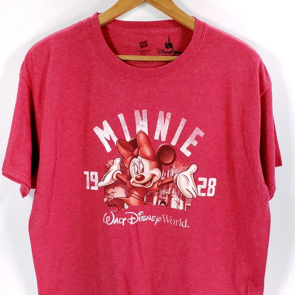 Minnie Mouse Graphic T-Shirt Women's Large Red Short Sleeve Disney Parks Hanes